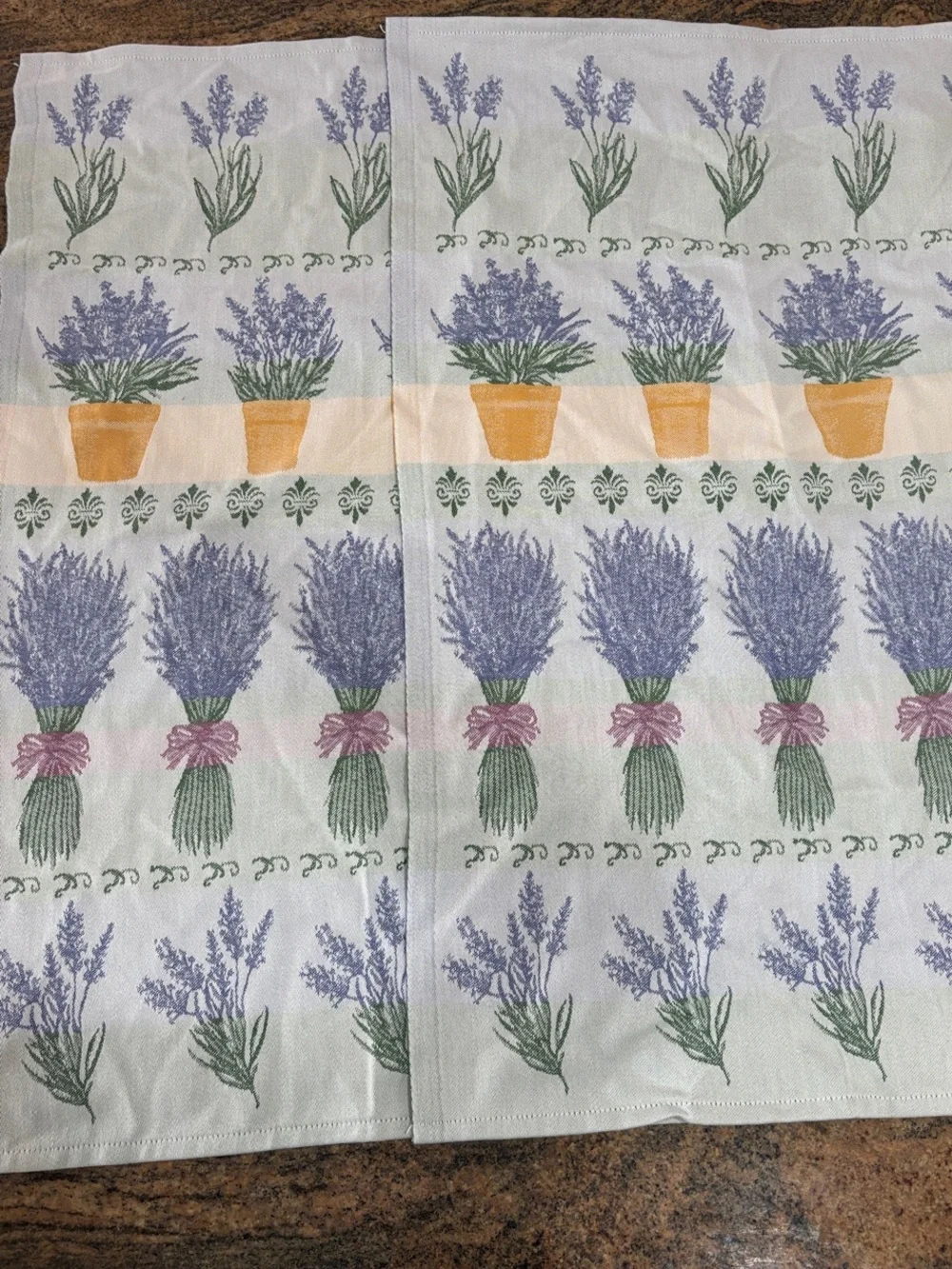 Lavender Print Kitchen Tea Towels - White & Purple